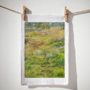 GEESE WHITE TEA-TOWEL
