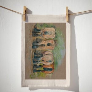 HORSES' BUMS BEIGE TEA-TOWEL