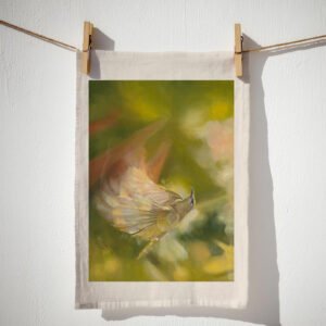 Brown Honey Eater in flight Beige Tea-towel
