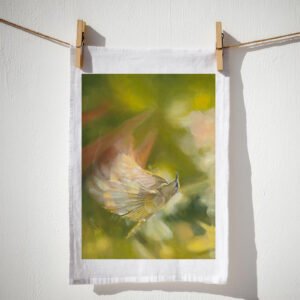 BROWN HONEY EATER WHITE TEA-TOWEL