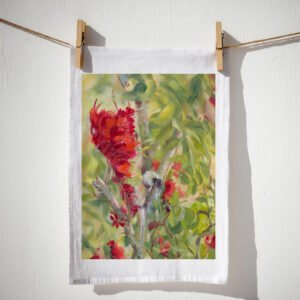 NOISY FRIAR BIRD WHITE TEA-TOWEL