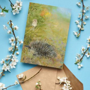 Little Brown Honeyeater And Echidna Greeting Card