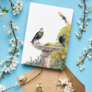 Resident Magpies & Dive Bomber Willy Wagtail Greeting Card