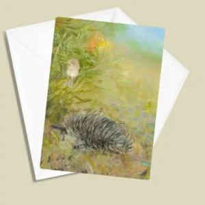 Little Brown Honeyeater And Echidna Greeting Card