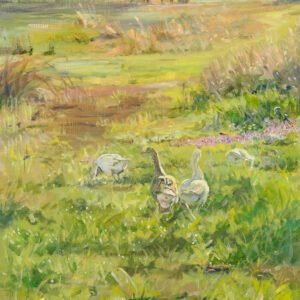 Reg's Wandering Geese Beige Tea Towel