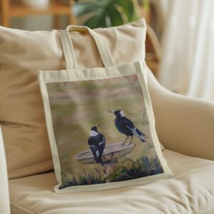 Resident Magpies and Resident Pine Bomber Willy Wagtail Tote Bag
