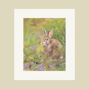 Rabbit With Glass Winged Butterfly Among Native Wisteria Print