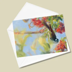 Blue Faced Honey Eater In Drunken Parrot Tree Greeting Card